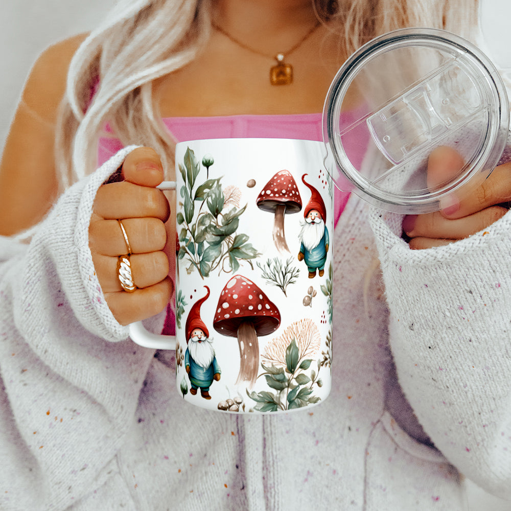 Woodland Mushroom Gnome Insulated Travel Mug