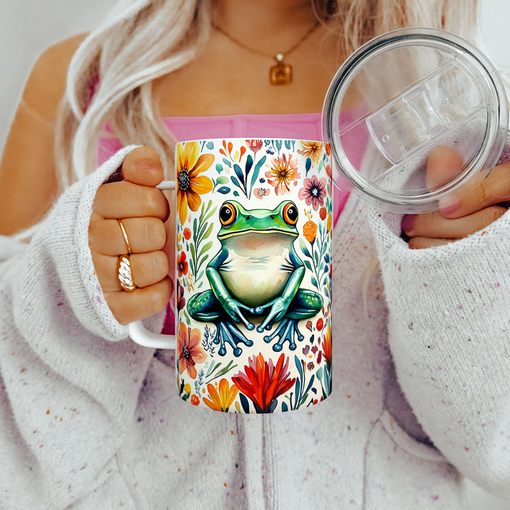Floral Frog Insulated Travel Mug