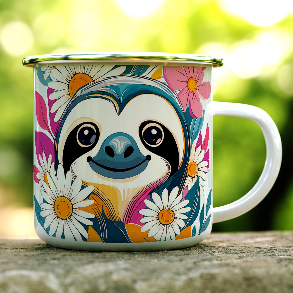 Floral Sloth Camp Mug