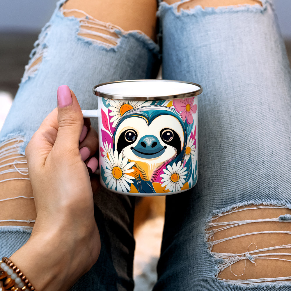 Floral Sloth Camp Mug