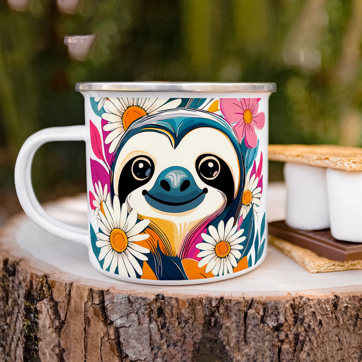 Floral Sloth Camp Mug