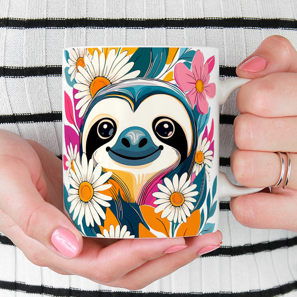 Floral Sloth Mug