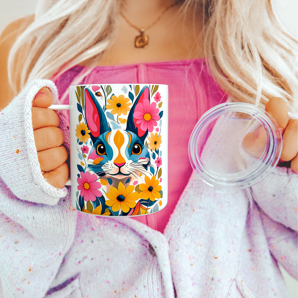 Floral Bunny Insulated Travel Mug
