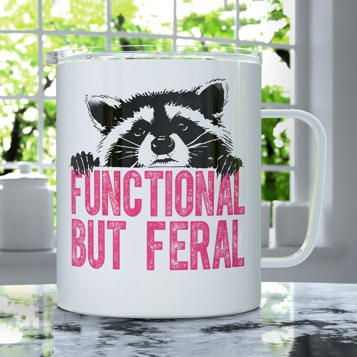 Functional But Feral Raccoon Insulated Travel Mug