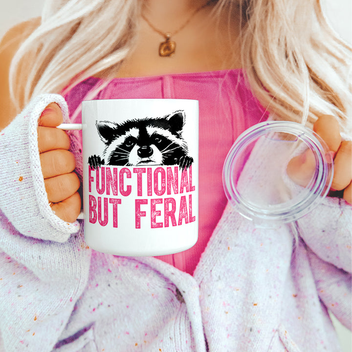 Functional But Feral Raccoon Insulated Travel Mug