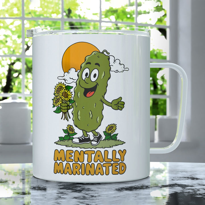 Mentally Marinated Pickle Insulated Travel Mug