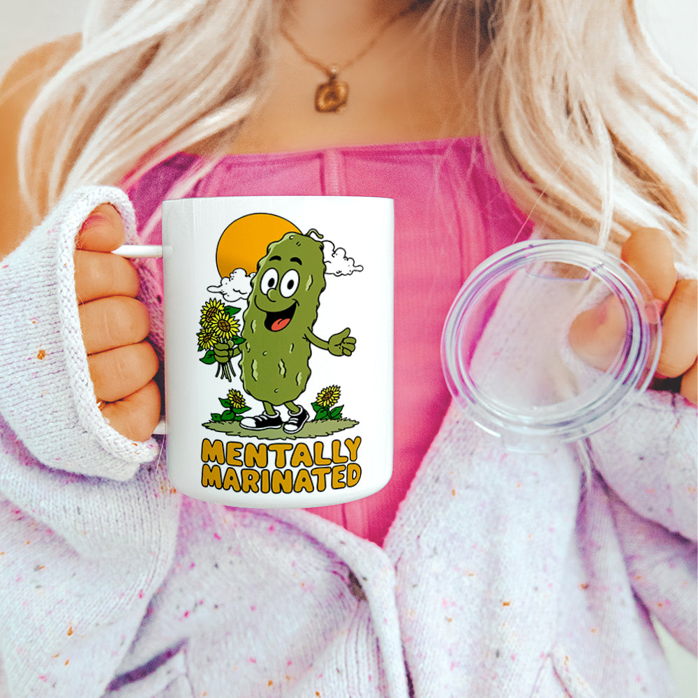 Mentally Marinated Pickle Insulated Travel Mug