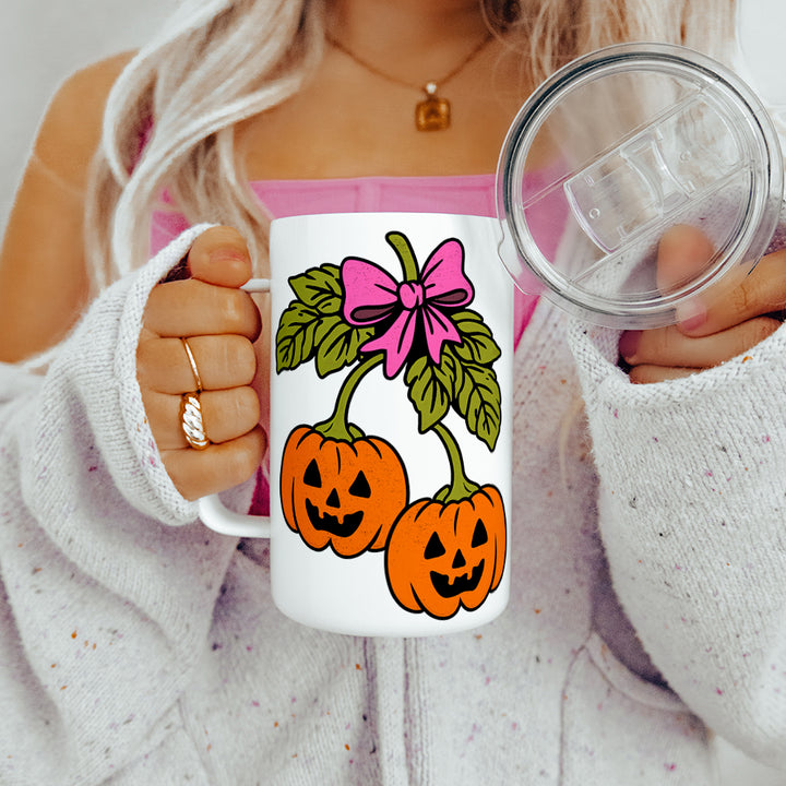 Halloween Pumpkin Cherries Insulated Travel Mug