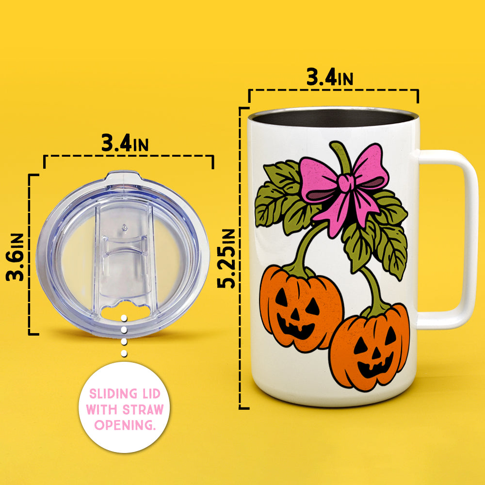 Halloween Pumpkin Cherries Insulated Travel Mug