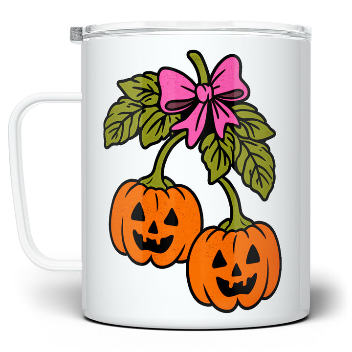 Halloween Pumpkin Cherries Insulated Travel Mug