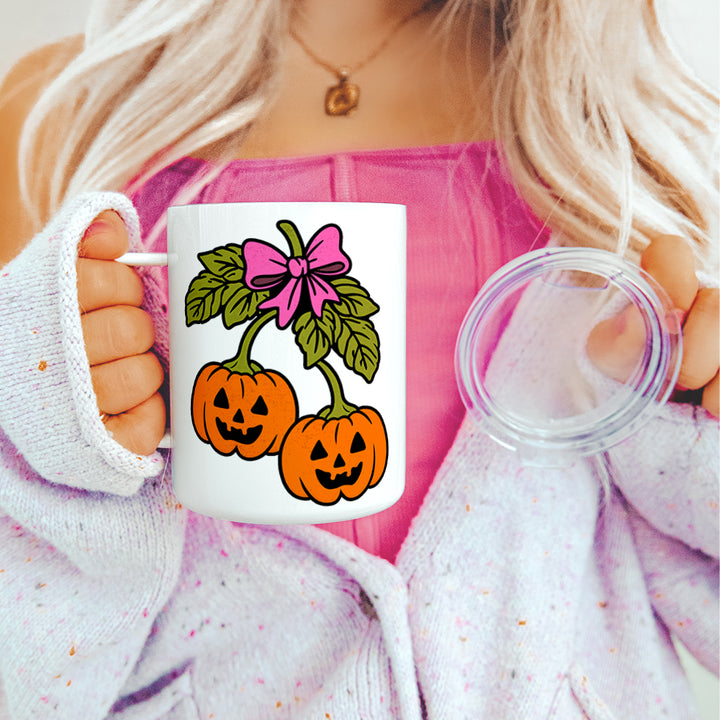 Halloween Pumpkin Cherries Insulated Travel Mug