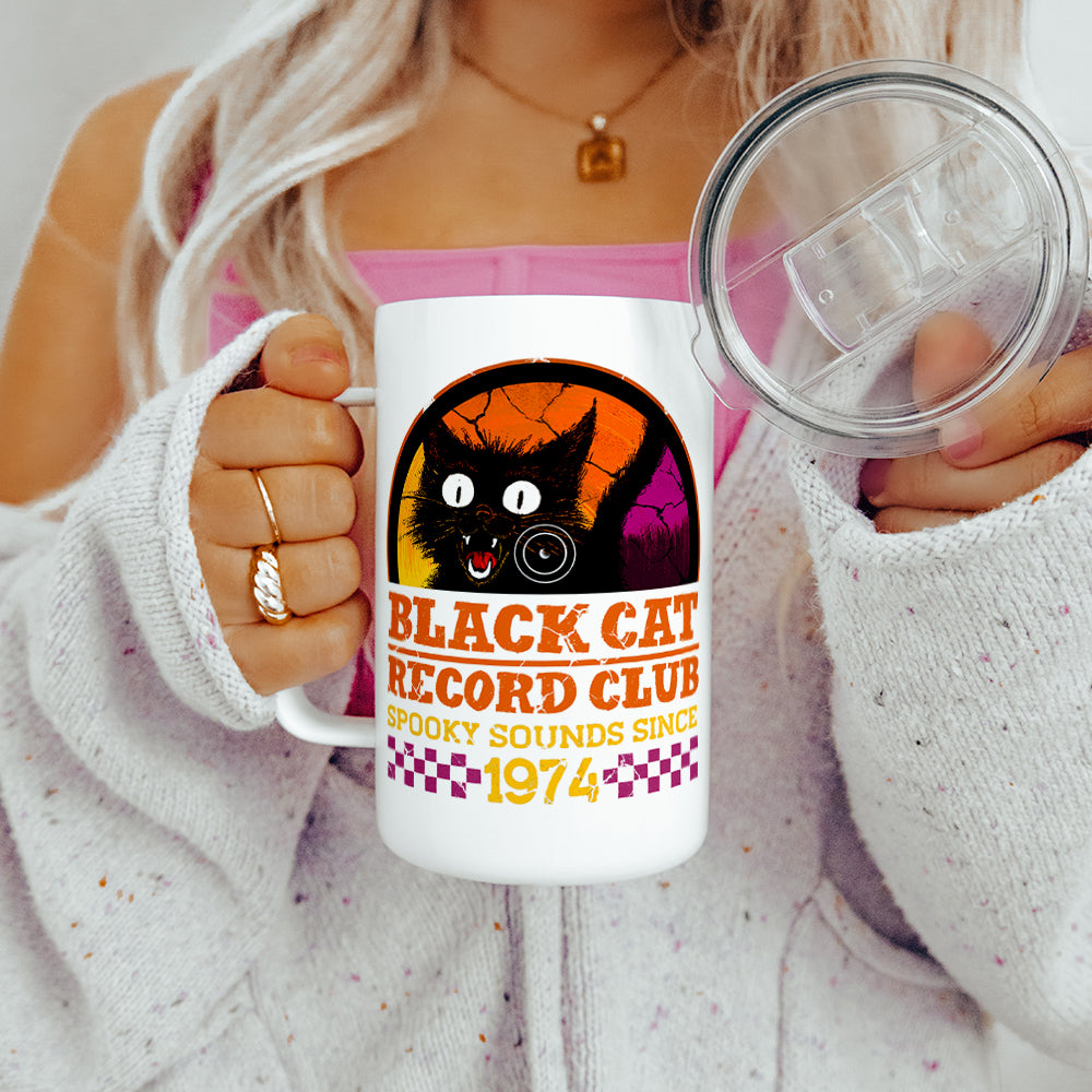 Black Cat Record Club Insulated Travel Mug