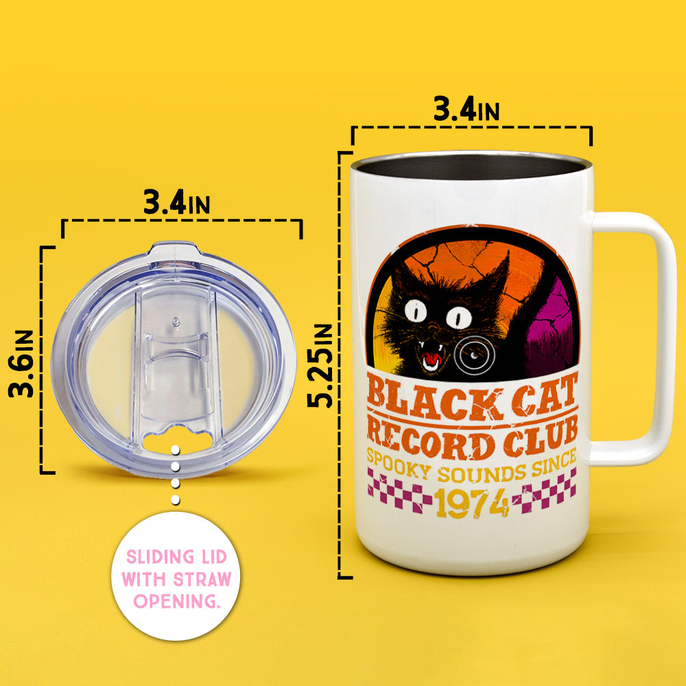 Black Cat Record Club Insulated Travel Mug