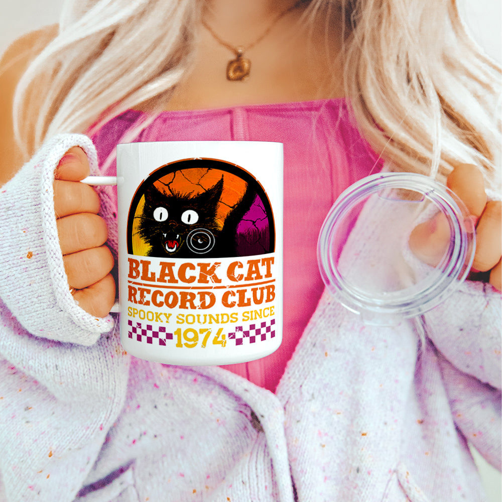 Black Cat Record Club Insulated Travel Mug