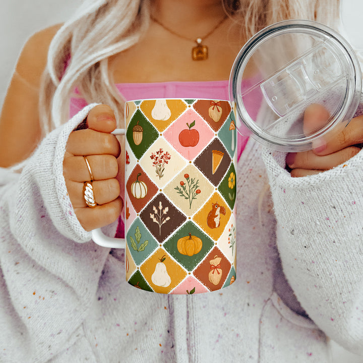 Fall Patchwork Insulated Travel Mug