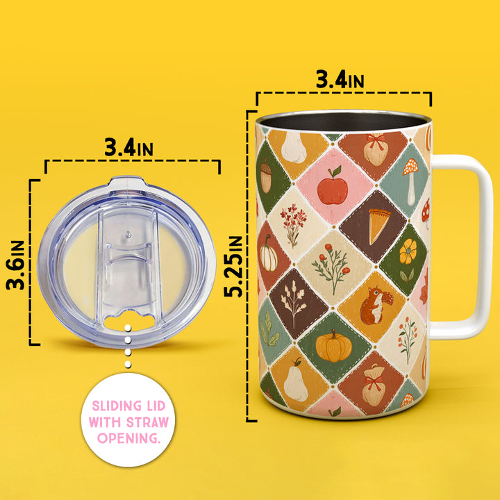 Fall Patchwork Insulated Travel Mug