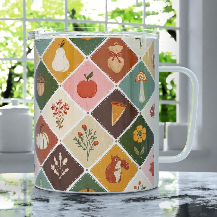 Fall Patchwork Insulated Travel Mug