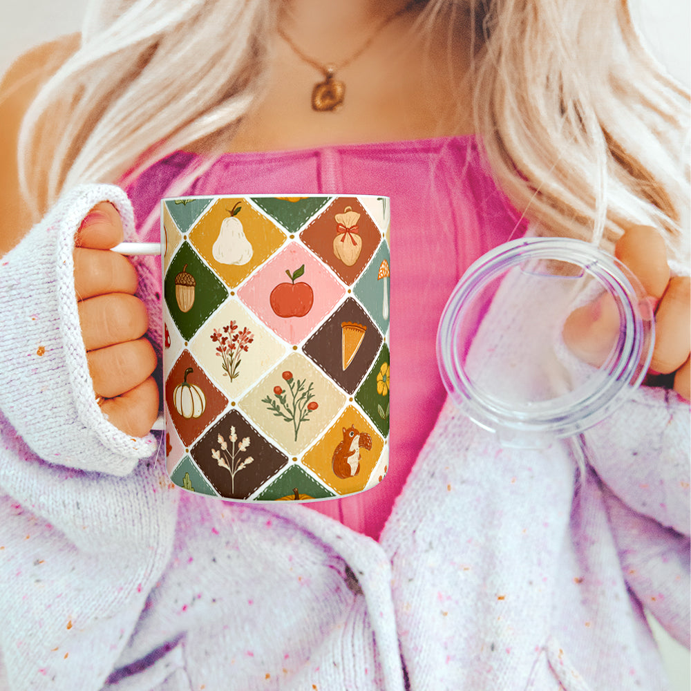 Fall Patchwork Insulated Travel Mug