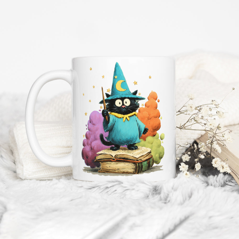 Bookish Wizard Cat Mug