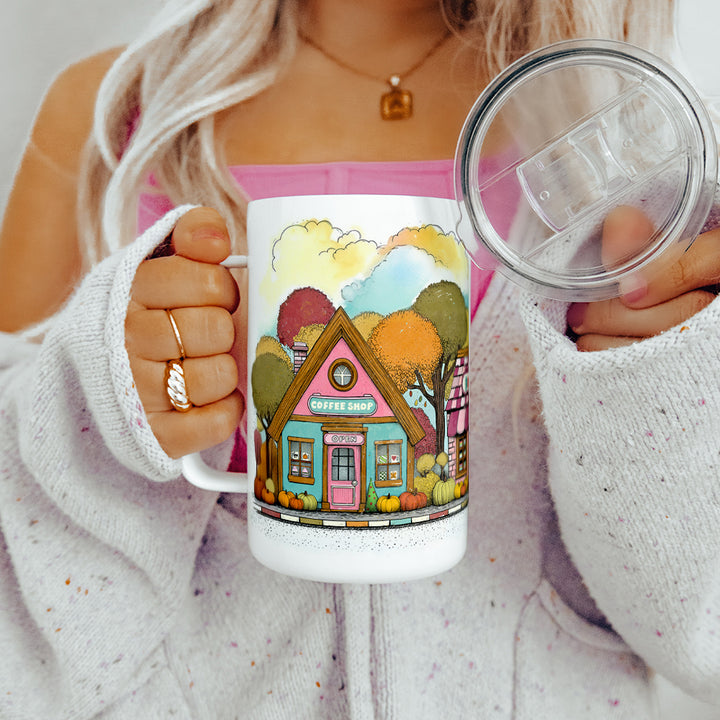 Cozy Fall Storefront Insulated Travel Mug