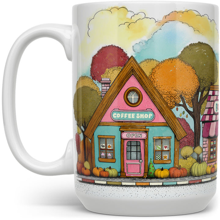 Cozy Fall Storefront Shops Mug