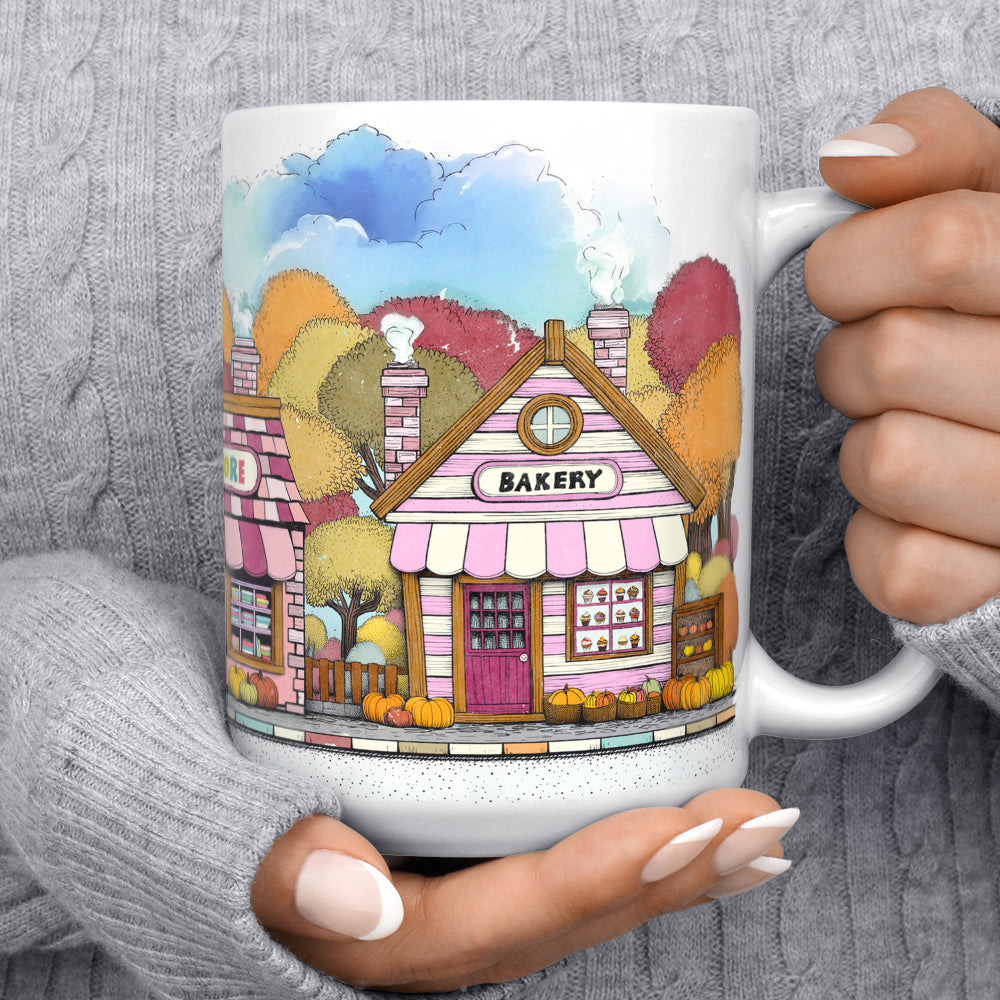 Cozy Fall Storefront Shops Mug