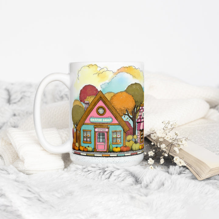 Cozy Fall Storefront Shops Mug