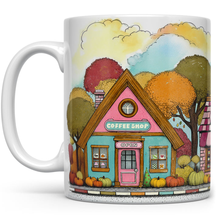 Cozy Fall Storefront Shops Mug