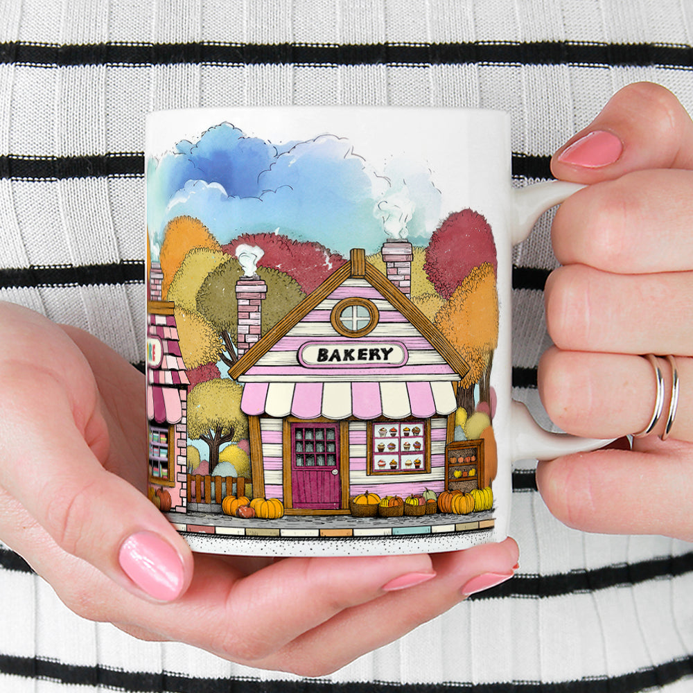 Cozy Fall Storefront Shops Mug