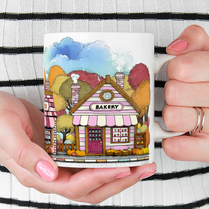 Cozy Fall Storefront Shops Mug