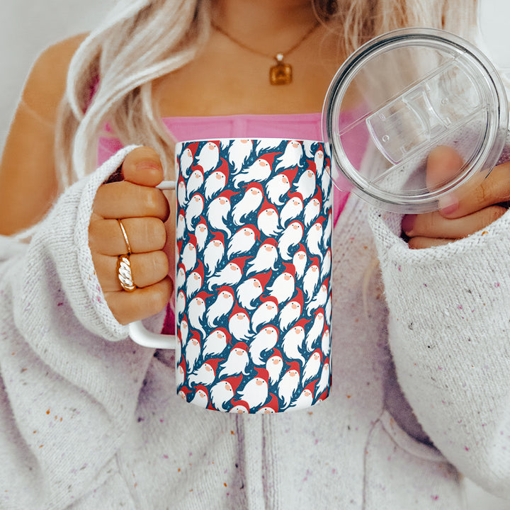 Gnome Santa Pattern Insulated Travel Mug