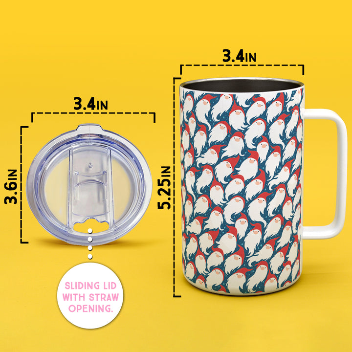 Gnome Santa Pattern Insulated Travel Mug