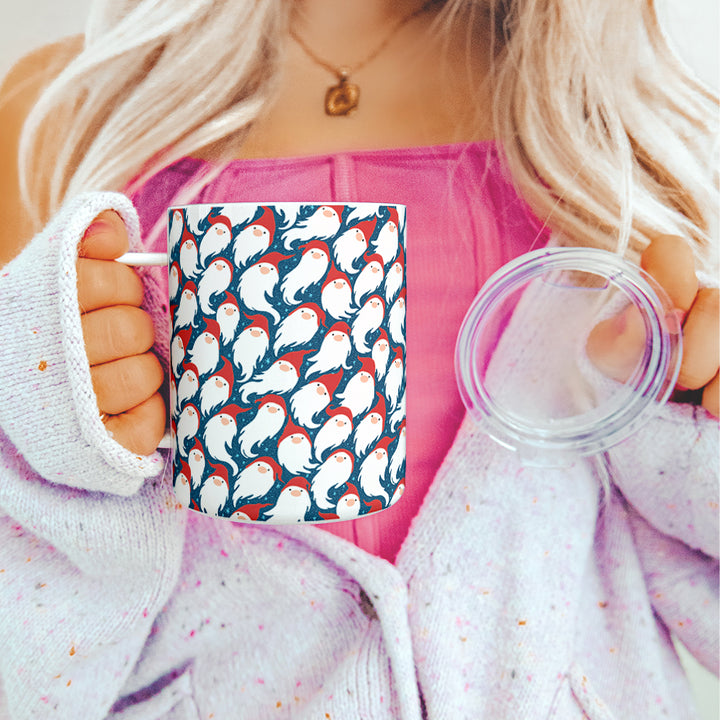 Gnome Santa Pattern Insulated Travel Mug