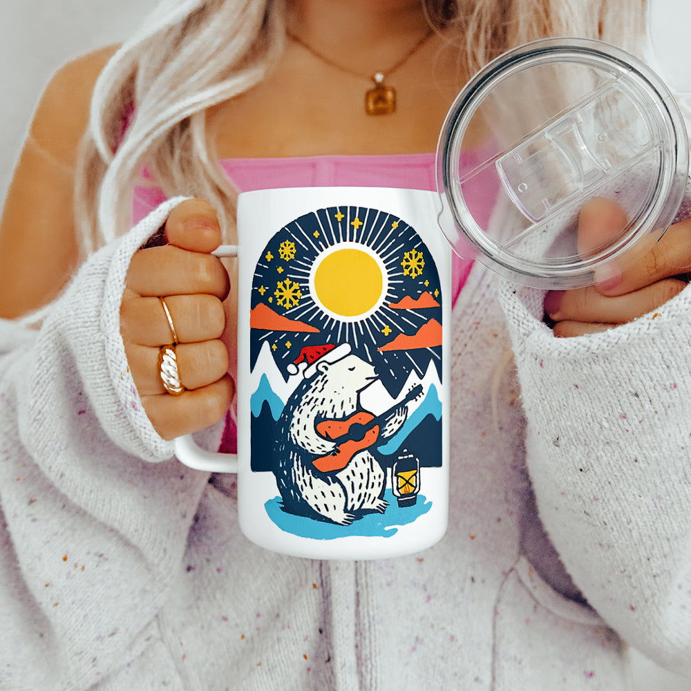 Retro Polar Bear Insulated Travel Mug