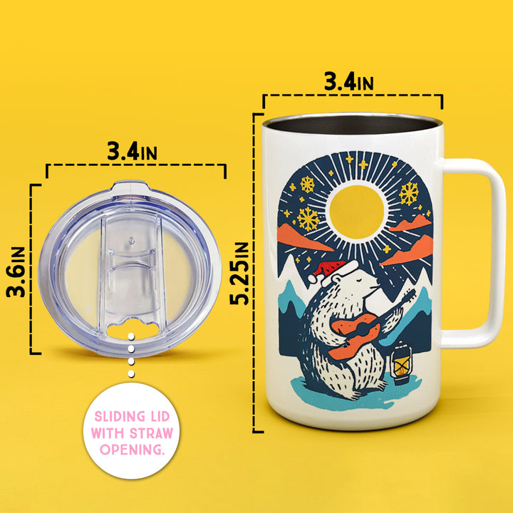 Retro Polar Bear Insulated Travel Mug