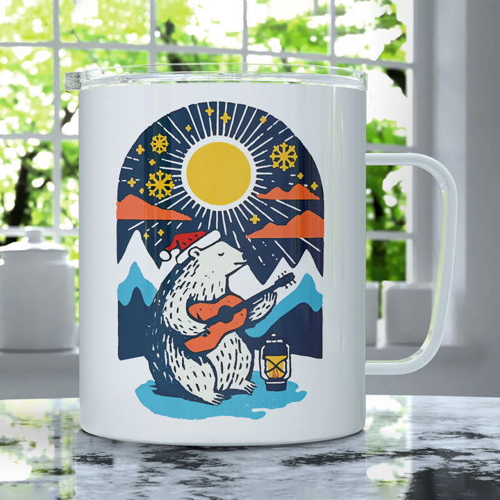 Retro Polar Bear Insulated Travel Mug