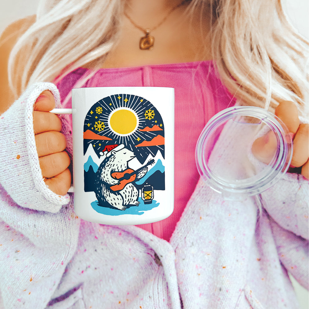 Retro Polar Bear Insulated Travel Mug