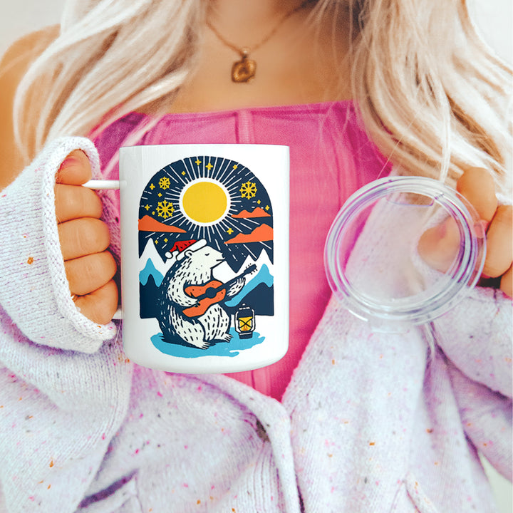 Retro Polar Bear Insulated Travel Mug
