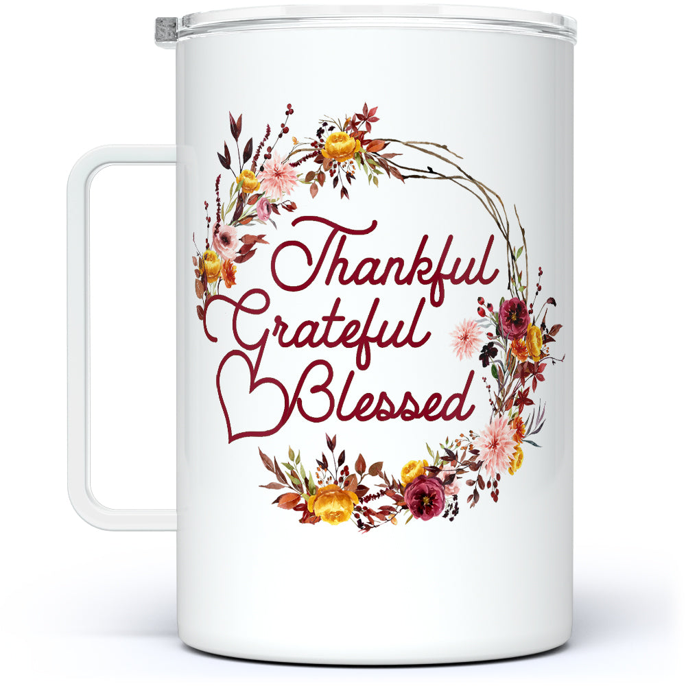 Thankful Grateful Blessed Insulated Travel Mug