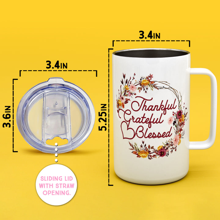 Thankful Grateful Blessed Insulated Travel Mug