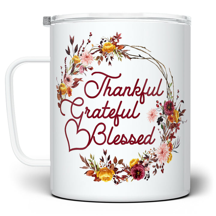 Thankful Grateful Blessed Insulated Travel Mug