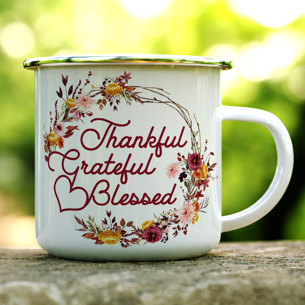 Thankful Grateful Blessed Camp Mug
