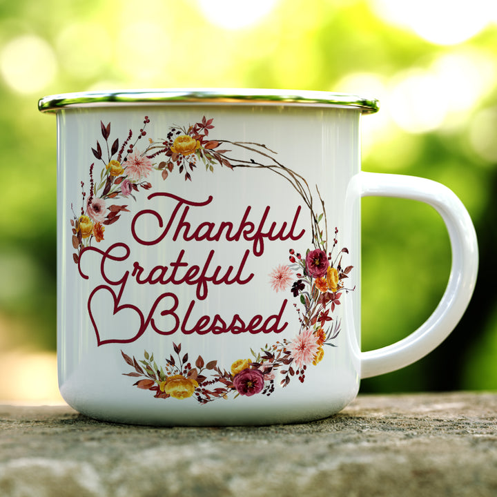 Thankful Grateful Blessed Camp Mug