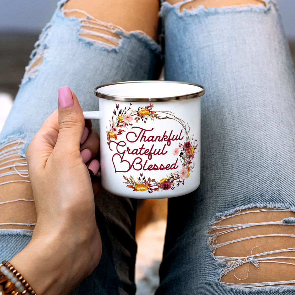 Thankful Grateful Blessed Camp Mug