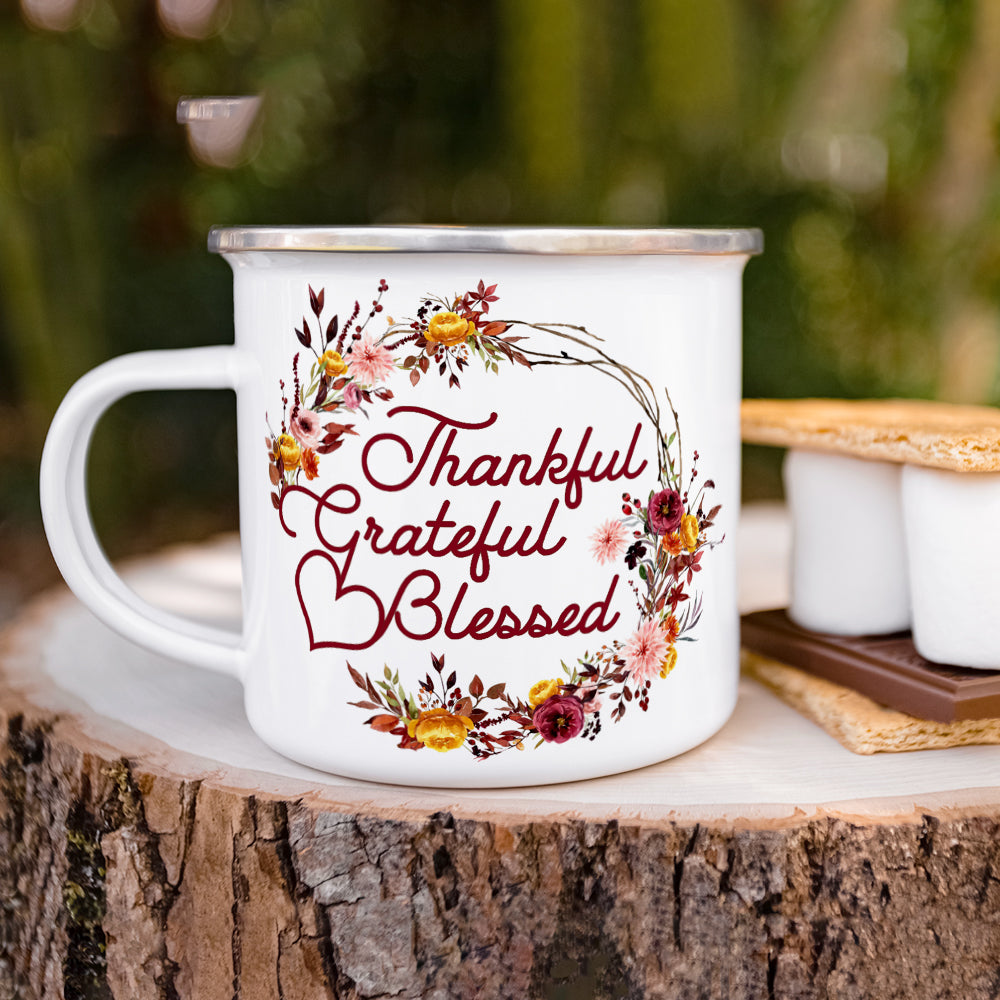 Thankful Grateful Blessed Camp Mug