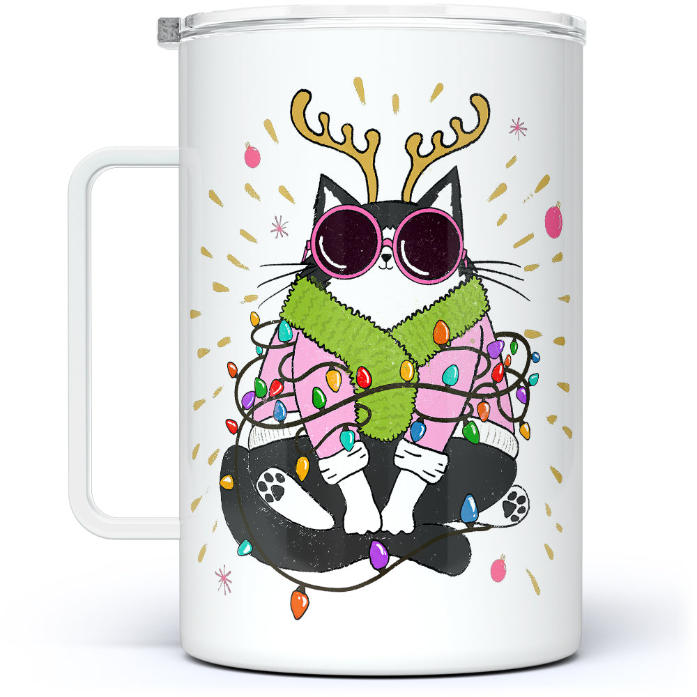 Groovy Holiday Cat Insulated Travel Mug