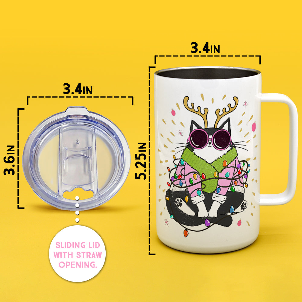 Groovy Holiday Cat Insulated Travel Mug
