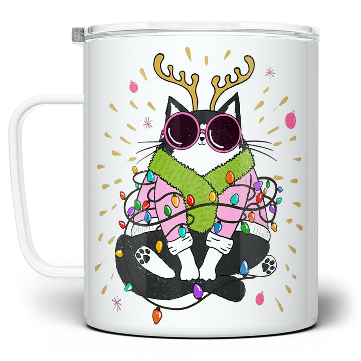 Groovy Holiday Cat Insulated Travel Mug