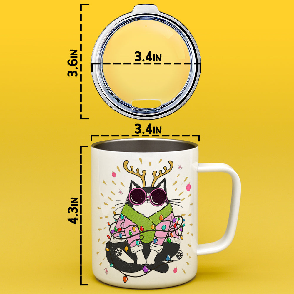 Groovy Holiday Cat Insulated Travel Mug