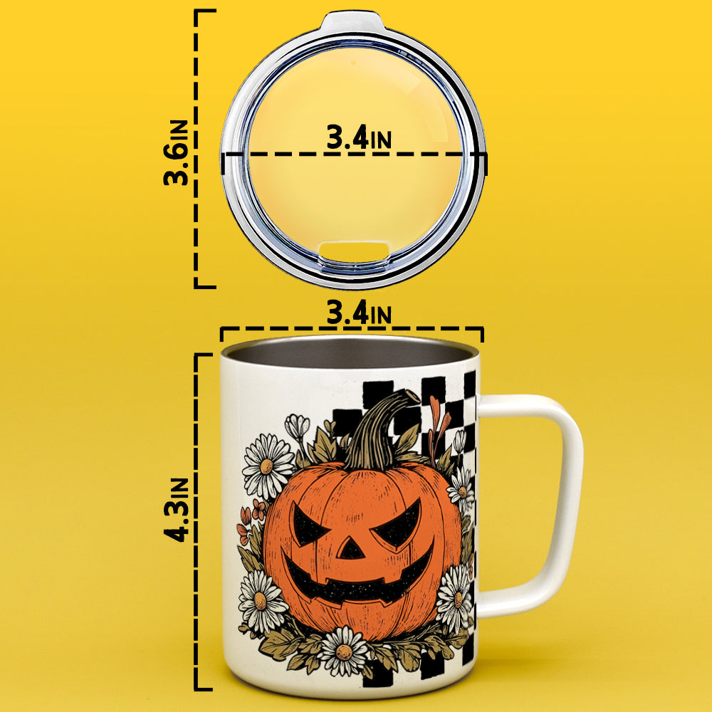 Checkered Pumpkin Insulated Travel Mug